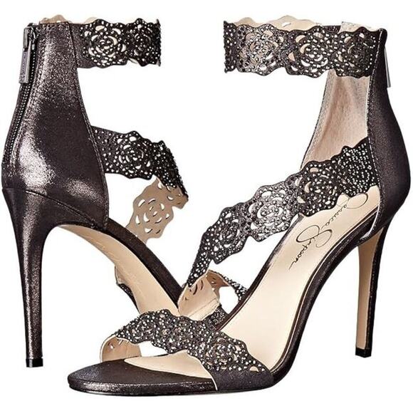 Size 10 Floral Flower Geela Heel Open toe Black Birthday Strappy Wedding Guest - Picture 1 of 11